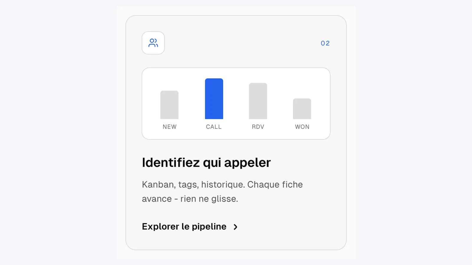 Répartition des fiches par étape du pipeline LeadStack